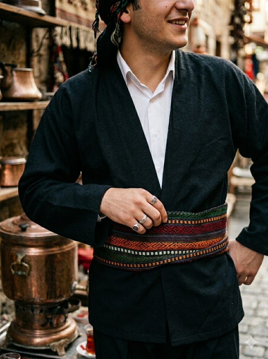 Otantik Mardin Cepkeni ve Dokuma Kuşak Takımı